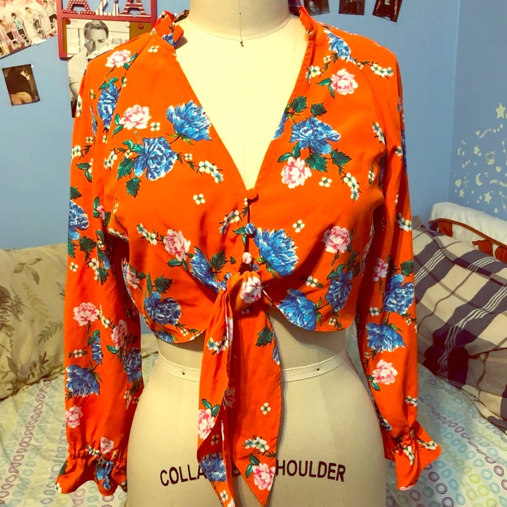 Topshop Floral Crop Top